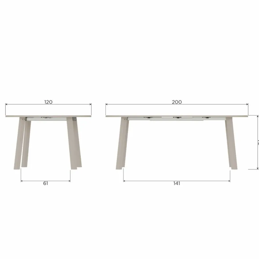 Eettafels<WOOOD Uitschuifbare Eettafel Janne Grijs - 120/200x120 cm