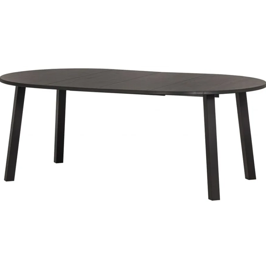 Eettafels<WOOOD Uitschuifbare Eettafel Lange Jan Zwart - 120/160/200x120 cm