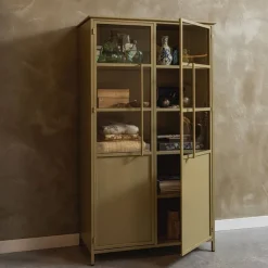 Buffetkasten|Vitrinekasten<WOOOD Vitrinekast Exhibit Khaki - 99x170x44 cm