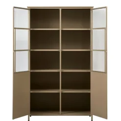 Buffetkasten|Vitrinekasten<WOOOD Vitrinekast Exhibit Khaki - 99x170x44 cm