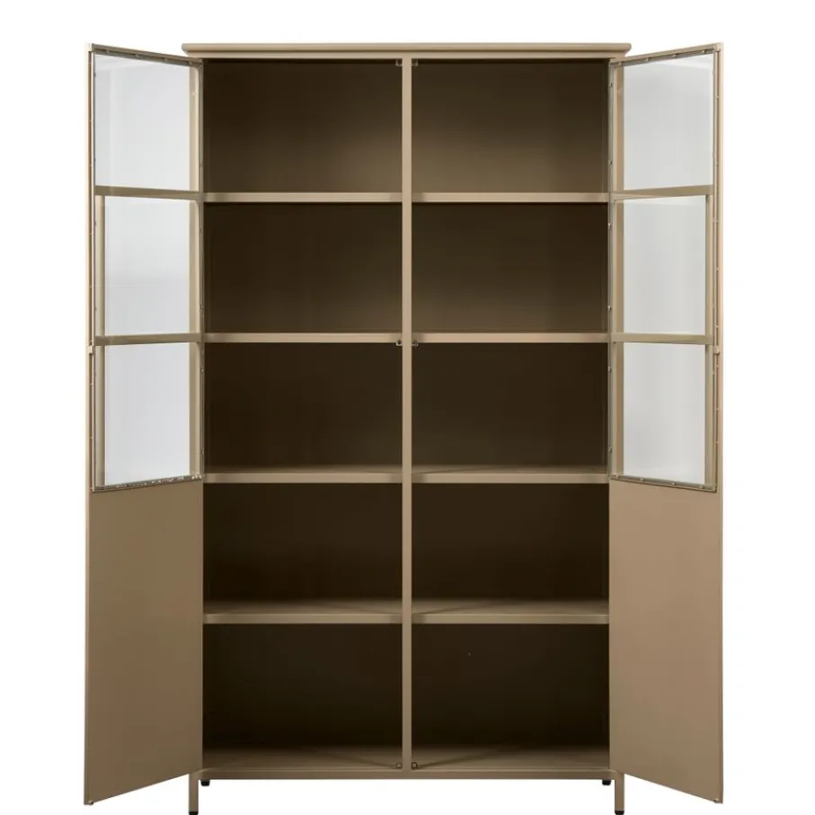 Buffetkasten|Vitrinekasten<WOOOD Vitrinekast Exhibit Khaki - 99x170x44 cm