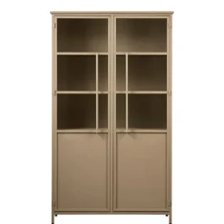 Buffetkasten|Vitrinekasten<WOOOD Vitrinekast Exhibit Khaki - 99x170x44 cm