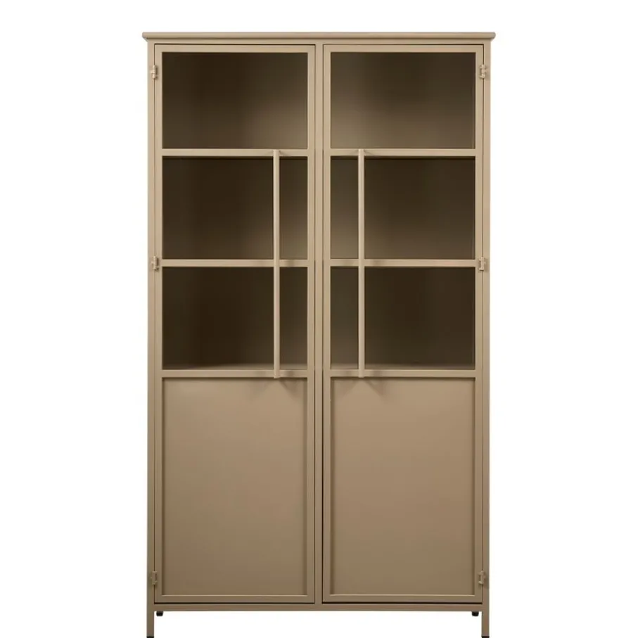 Buffetkasten|Vitrinekasten<WOOOD Vitrinekast Exhibit Khaki - 99x170x44 cm