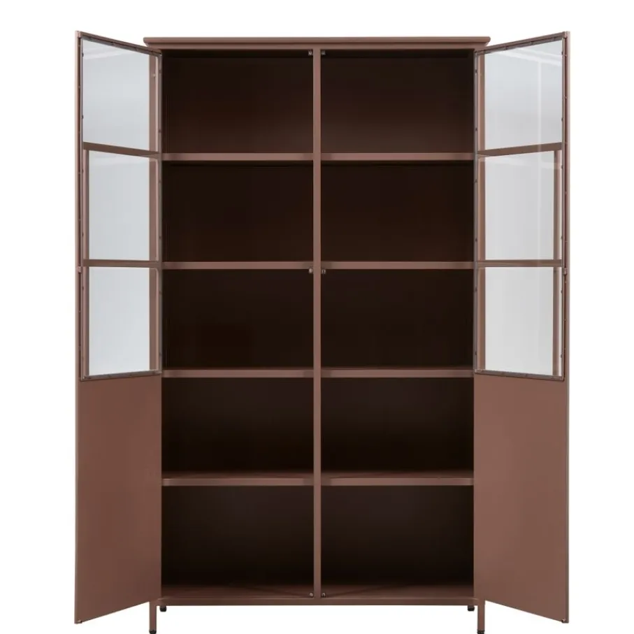 Buffetkasten|Wandkasten<WOOOD Vitrinekast Exhibit Tan - 99x170x44 cm
