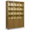 Buffetkasten|Vitrinekasten<WOOOD Vitrinekast Exhibit XL Honinggeel - 142x200x44 cm