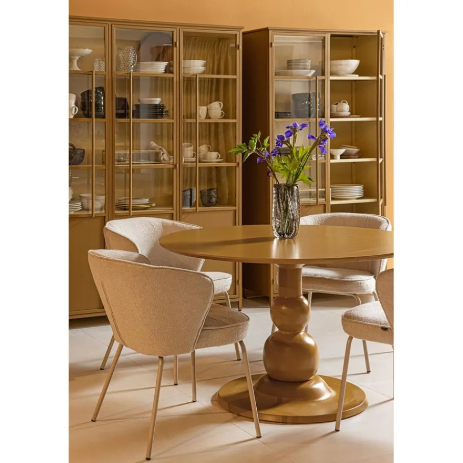 Buffetkasten|Vitrinekasten<WOOOD Vitrinekast Exhibit XL Honinggeel - 142x200x44 cm