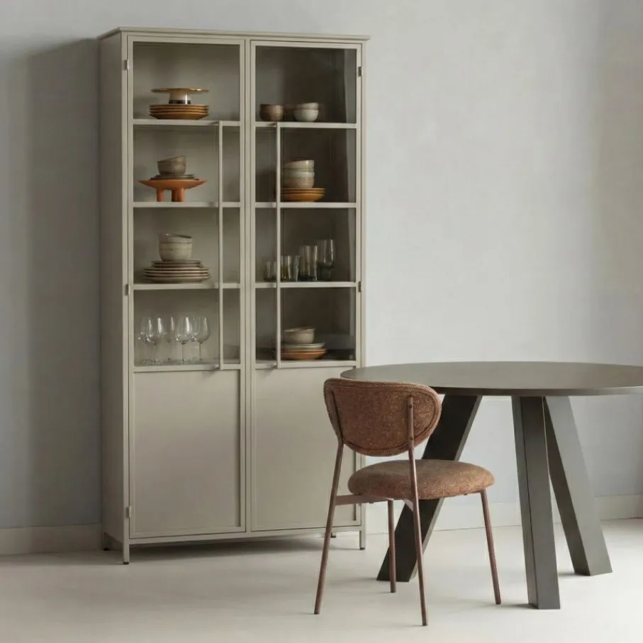Buffetkasten|Vitrinekasten<WOOOD Vitrinekast Exhibit XL Zand - 99x200x44 cm