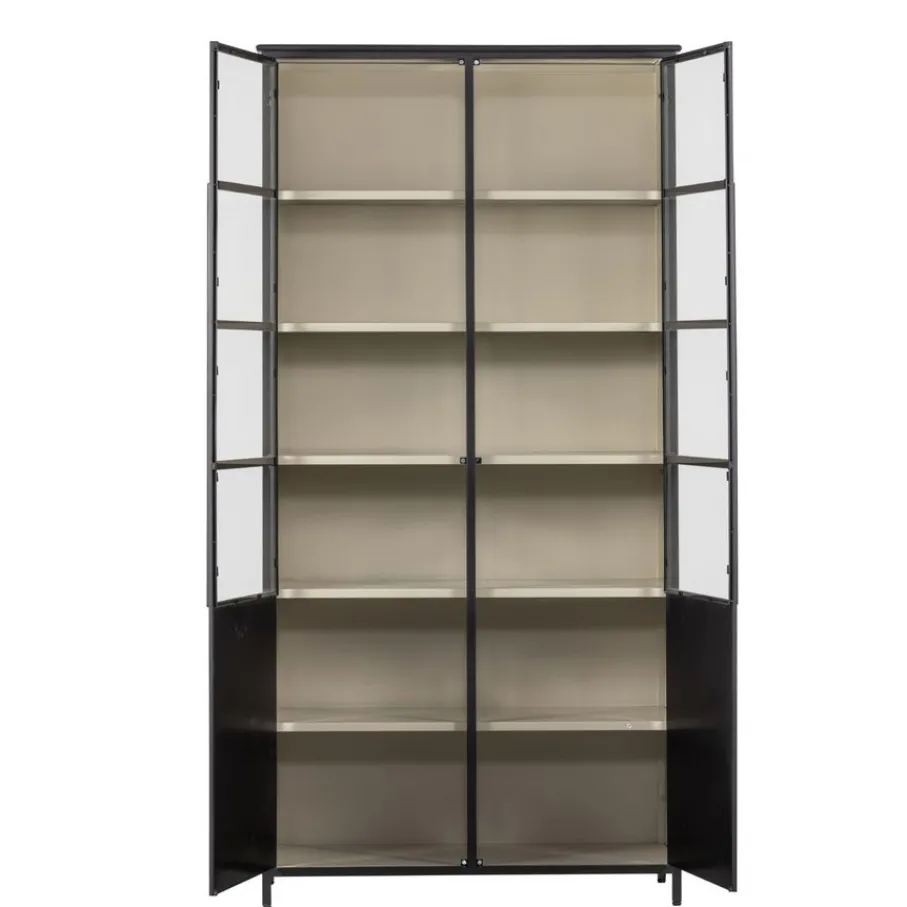 Buffetkasten|Wandkasten<WOOOD Vitrinekast Exhibit XL Zwart - 99x200x44 cm