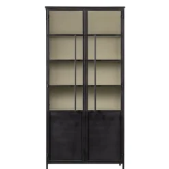 Buffetkasten|Wandkasten<WOOOD Vitrinekast Exhibit XL Zwart - 99x200x44 cm