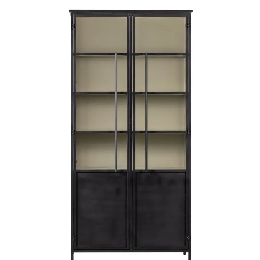 Buffetkasten|Wandkasten<WOOOD Vitrinekast Exhibit XL Zwart - 99x200x44 cm