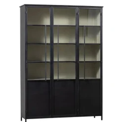 Buffetkasten|Vitrinekasten<WOOOD Vitrinekast Exhibit XL Zwart - 142x200x44 cm