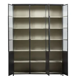 Buffetkasten|Vitrinekasten<WOOOD Vitrinekast Exhibit XL Zwart - 142x200x44 cm