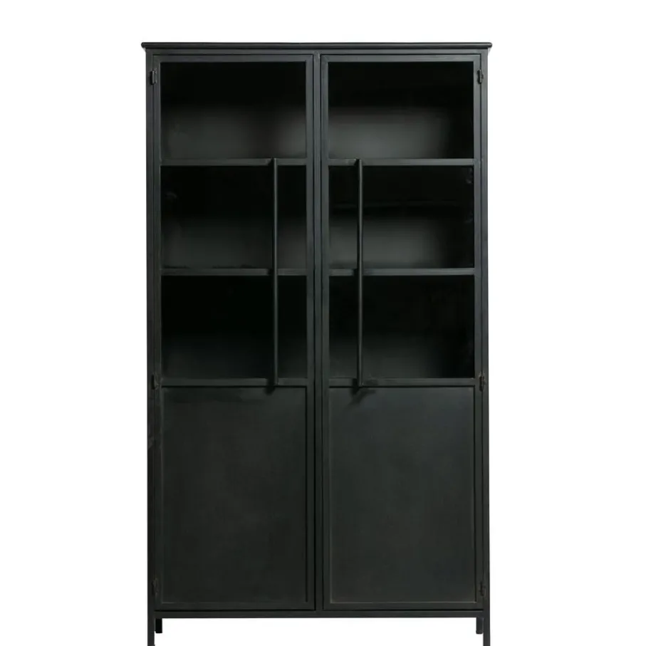 Buffetkasten|Vitrinekasten<WOOOD Vitrinekast Exhibit Zwart - 99x170x44 cm