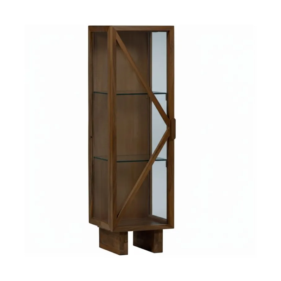 Vitrinekasten<WOOOD Vitrinekast Kella Donkerbruin - 40x137x39 cm