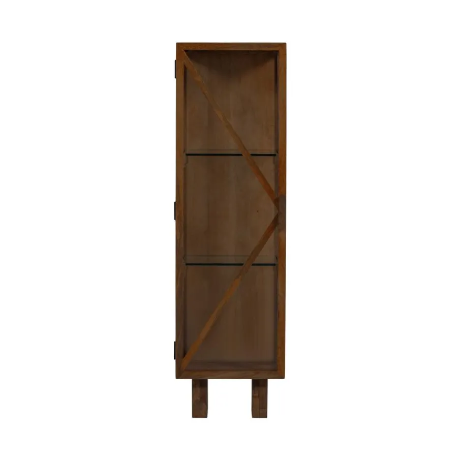 Vitrinekasten<WOOOD Vitrinekast Kella Donkerbruin - 40x137x39 cm