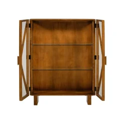 Vitrinekasten<WOOOD Vitrinekast Kella Naturel - 100x132x44 cm