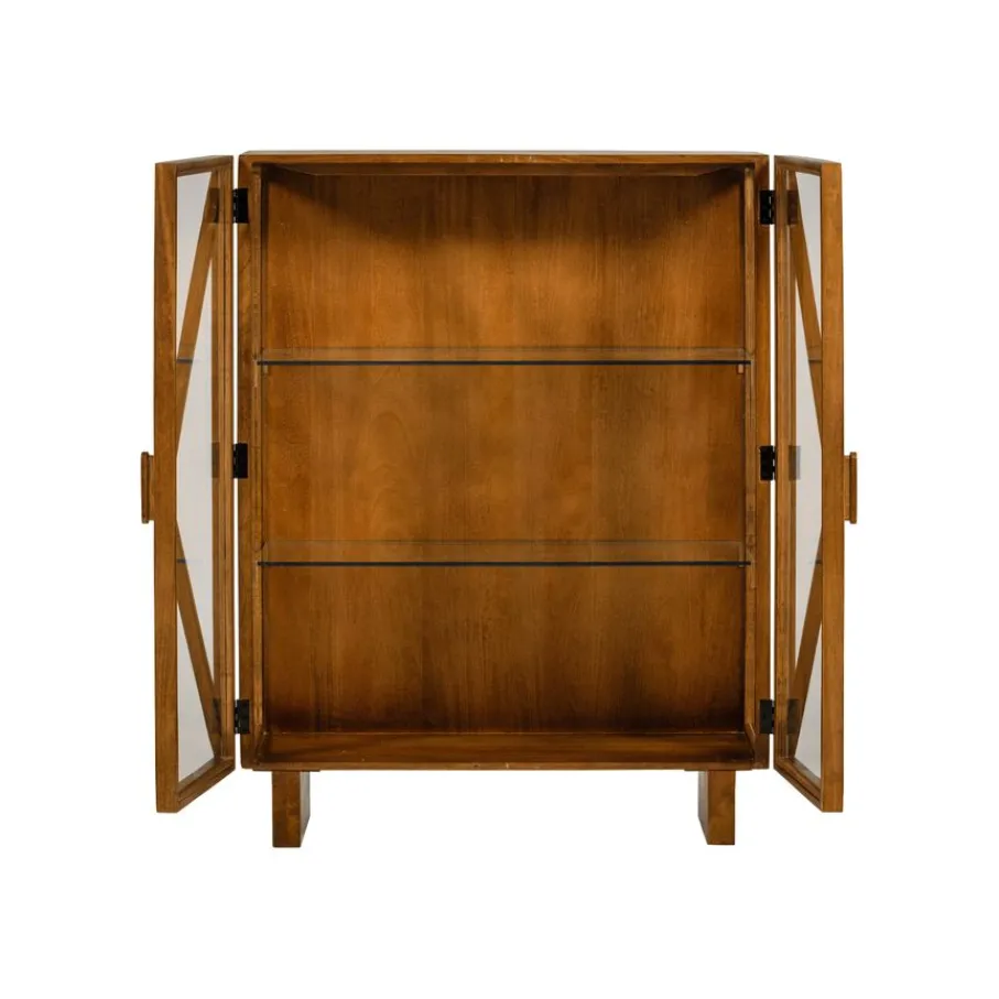 Vitrinekasten<WOOOD Vitrinekast Kella Naturel - 100x132x44 cm
