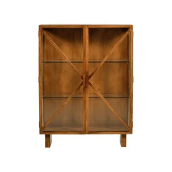 Vitrinekasten<WOOOD Vitrinekast Kella Naturel - 100x132x44 cm