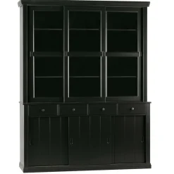 Vitrinekasten<WOOOD Vitrinekast Lagos Zwart - 166x214x48 cm