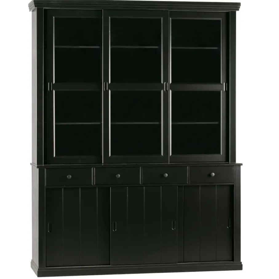 Vitrinekasten<WOOOD Vitrinekast Lagos Zwart - 166x214x48 cm