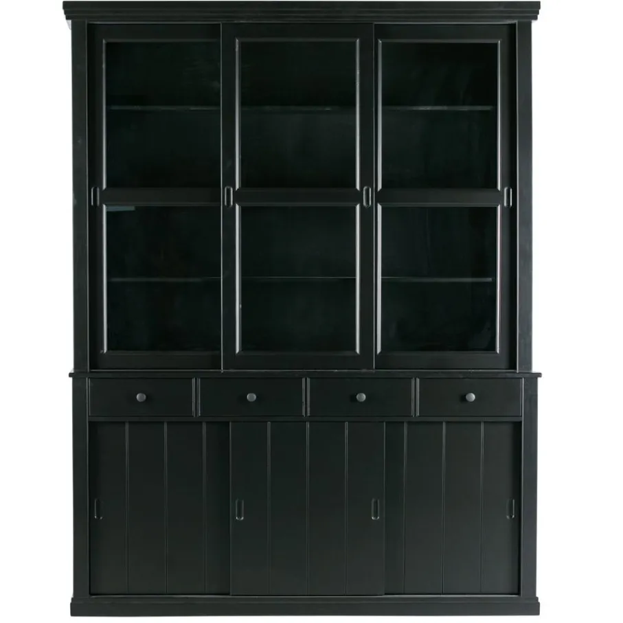Vitrinekasten<WOOOD Vitrinekast Lagos Zwart - 166x214x48 cm