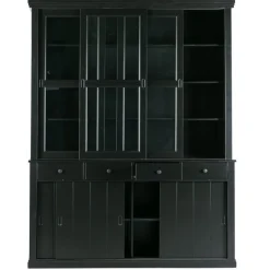Vitrinekasten<WOOOD Vitrinekast Lagos Zwart - 166x214x48 cm