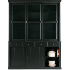 Vitrinekasten<WOOOD Vitrinekast Lagos Zwart - 166x214x48 cm