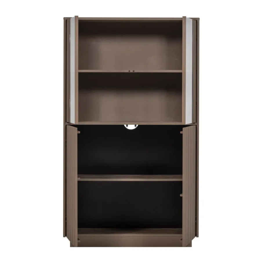Vitrinekasten<WOOOD Vitrinekast Nova Truffel - 102x172x40 cm