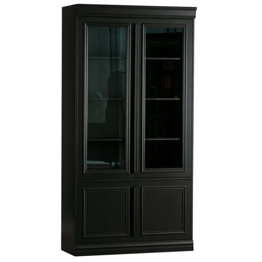 Vitrinekasten<WOOOD Vitrinekast Organize Zwart - 110x215x44 cm
