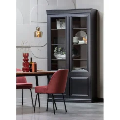 Vitrinekasten<WOOOD Vitrinekast Organize Zwart - 110x215x44 cm