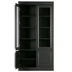 Vitrinekasten<WOOOD Vitrinekast Organize Zwart - 110x215x44 cm