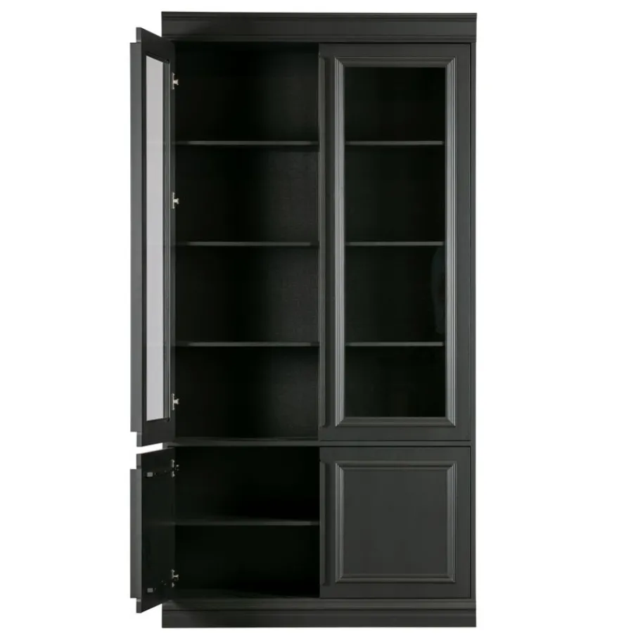 Vitrinekasten<WOOOD Vitrinekast Organize Zwart - 110x215x44 cm