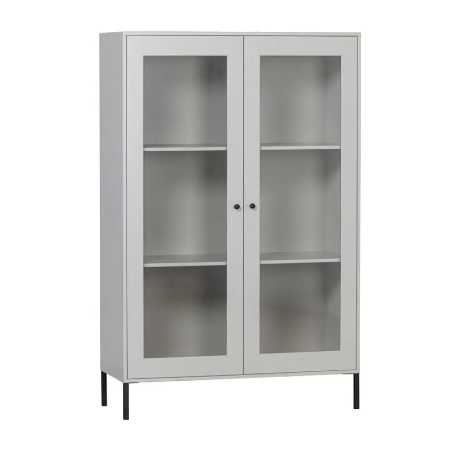 Vitrinekasten<WOOOD Vitrinekast Xam Grijs - 100x155x40 cm