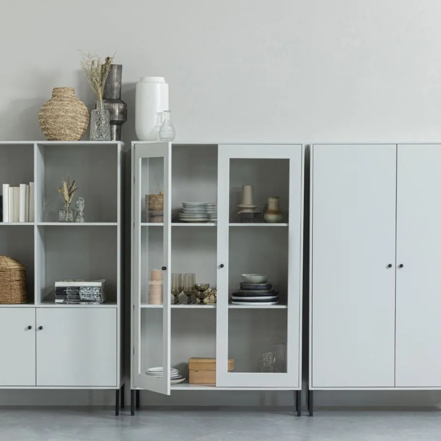 Vitrinekasten<WOOOD Vitrinekast Xam Grijs - 100x155x40 cm