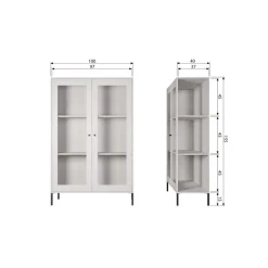 Vitrinekasten<WOOOD Vitrinekast Xam Grijs - 100x155x40 cm