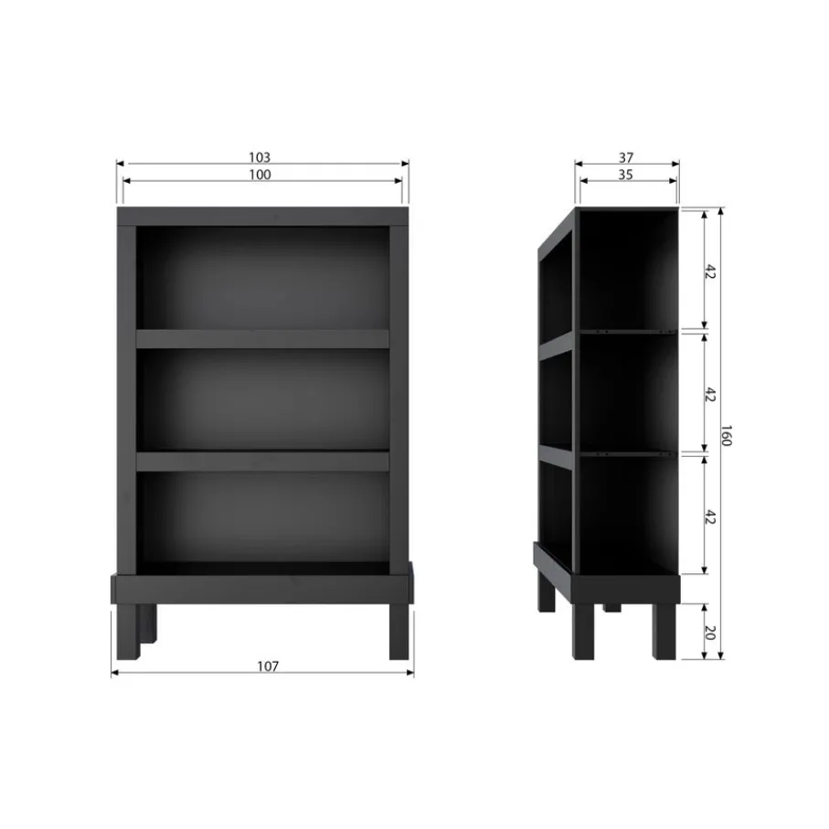 Wandkasten<WOOOD Wandkast Bonk Zwart - 107x160x39 cm