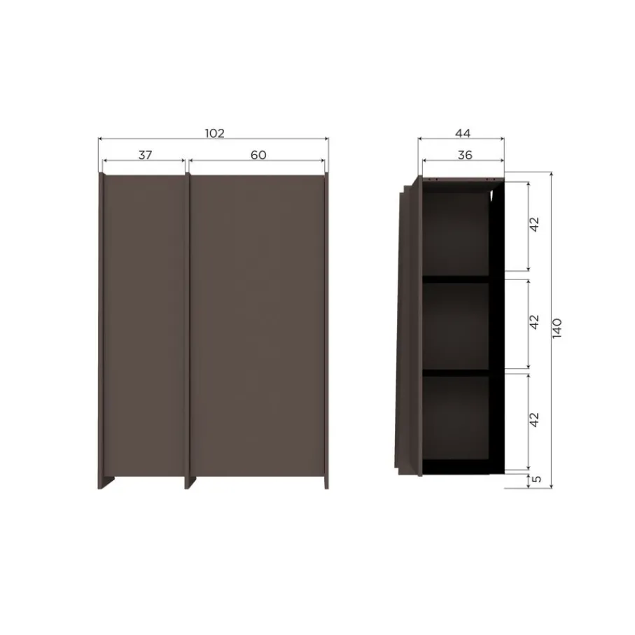 Wandkasten<WOOOD Wandkast Brock Middenbruin - 102x140x44 cm