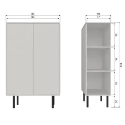 Wandkasten<WOOOD Wandkast Cadiz Mist - 85x135x40 cm