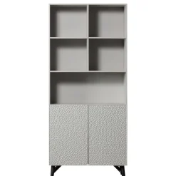 Wandkasten<WOOOD Wandkast Carved Greige - 90x200x37 cm