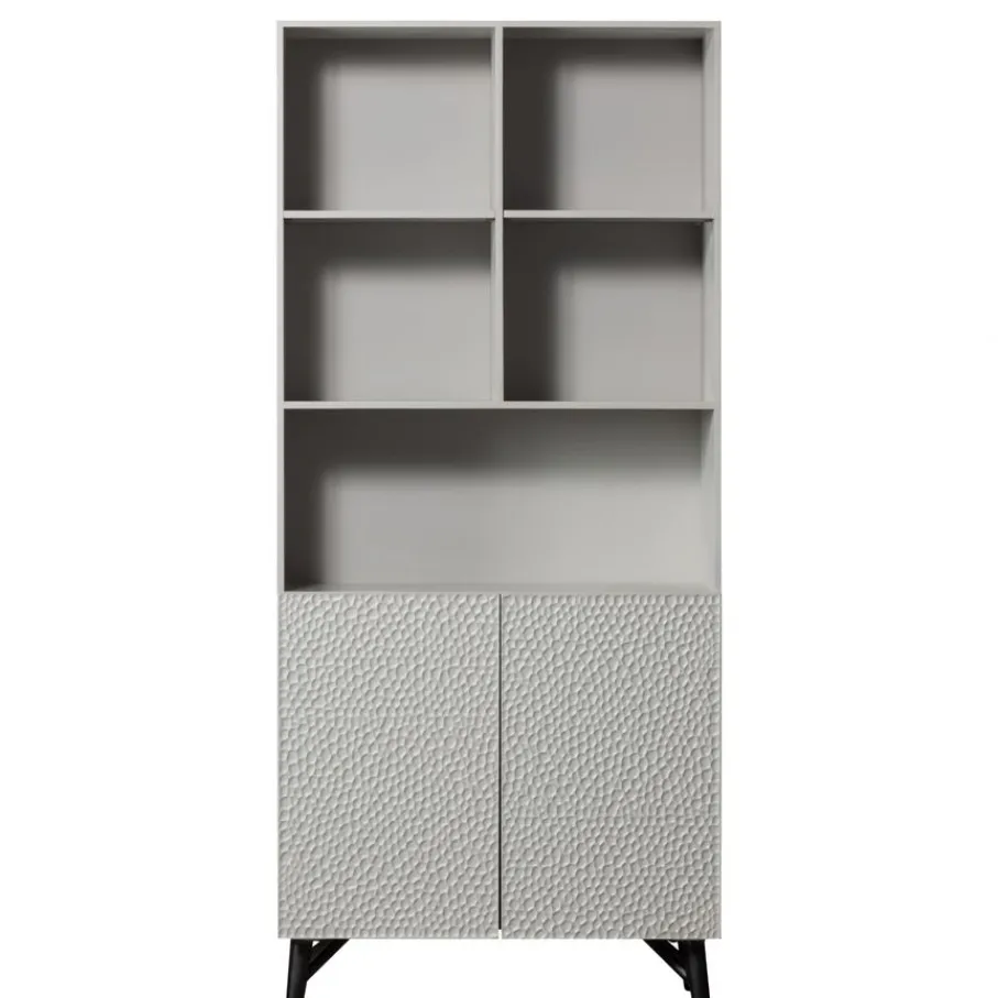 Wandkasten<WOOOD Wandkast Carved Greige - 90x200x37 cm