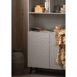 Wandkasten<WOOOD Wandkast Carved Greige - 90x200x37 cm