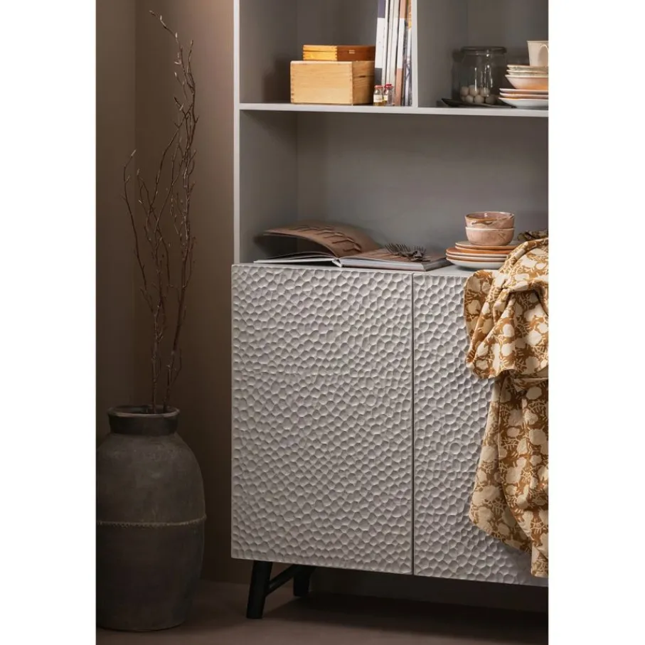 Wandkasten<WOOOD Wandkast Carved Greige - 90x200x37 cm
