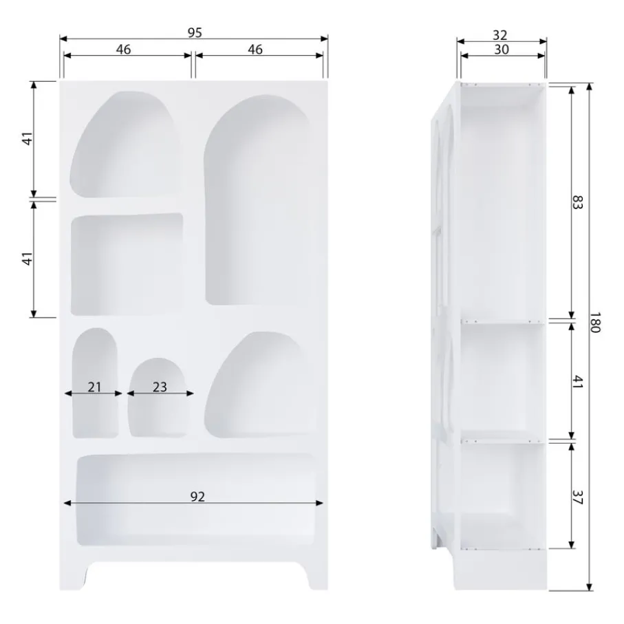 Wandkasten<WOOOD Wandkast Caz Wit - 95x180x32 cm