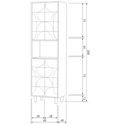 Wandkasten<WOOOD Wandkast Draw Bruin - 60x200x40 cm
