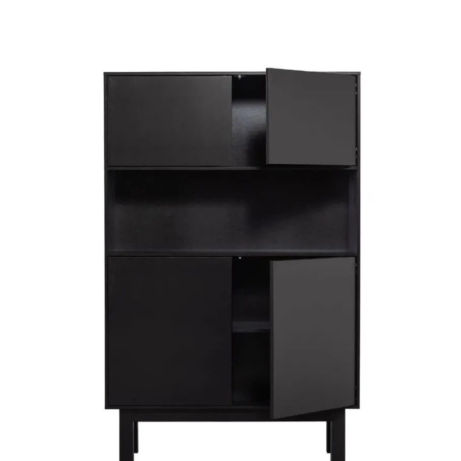 Wandkasten<WOOOD Wandkast Finca Zwart - 110x170x40 cm