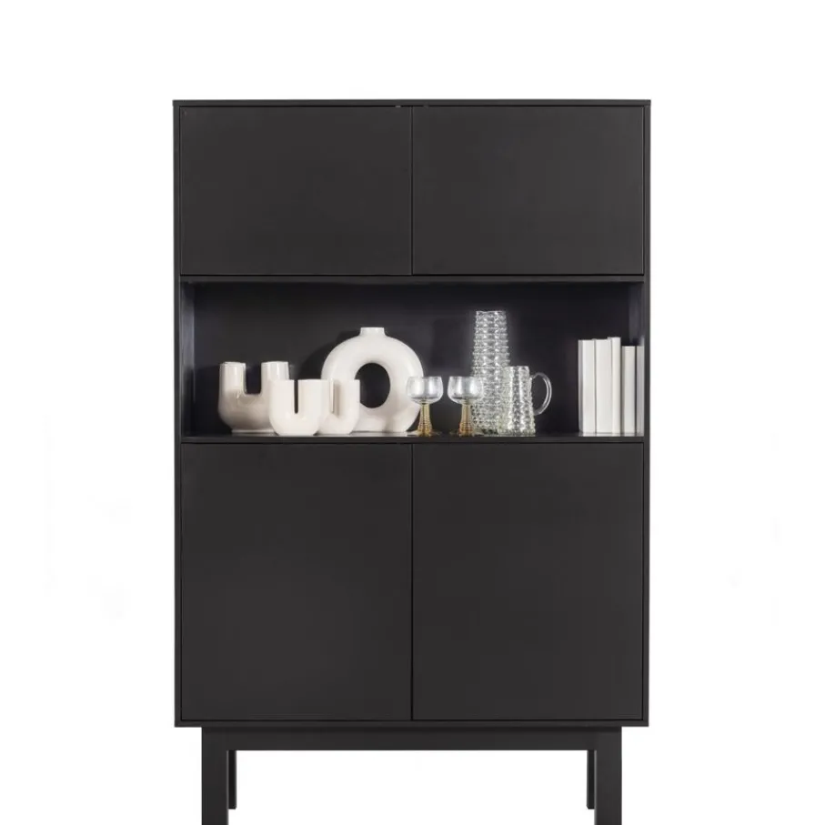 Wandkasten<WOOOD Wandkast Finca Zwart - 110x170x40 cm