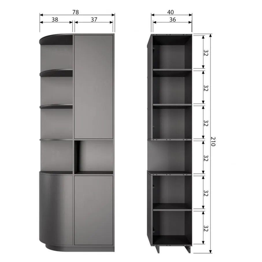 Wandkasten<WOOOD Wandkast Finca Zwart - 78x210x40 cm