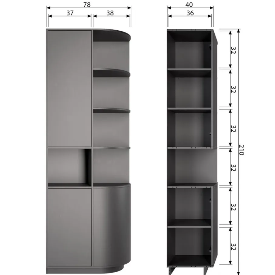 Wandkasten<WOOOD Wandkast Finca Zwart - 78x210x40 cm