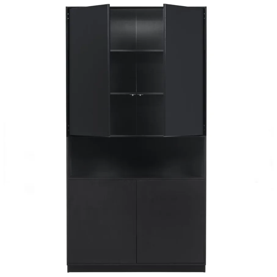 Wandkasten<WOOOD Wandkast Finca Zwart - 110x210x40 cm