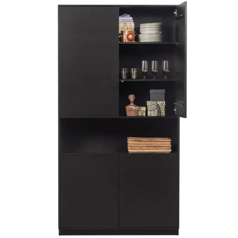 Wandkasten<WOOOD Wandkast Finca Zwart - 110x210x40 cm